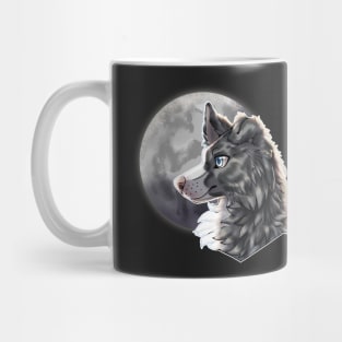 Blue Slate Merle Border Collie with Night Sky Full Moon Mug